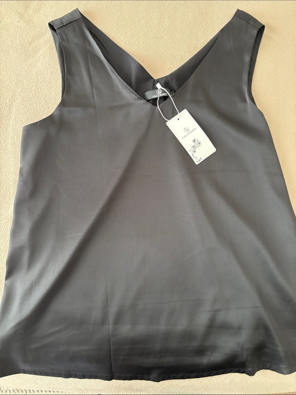 Lillusory Black  Satin V-Neck Sleeveless Camisole Top